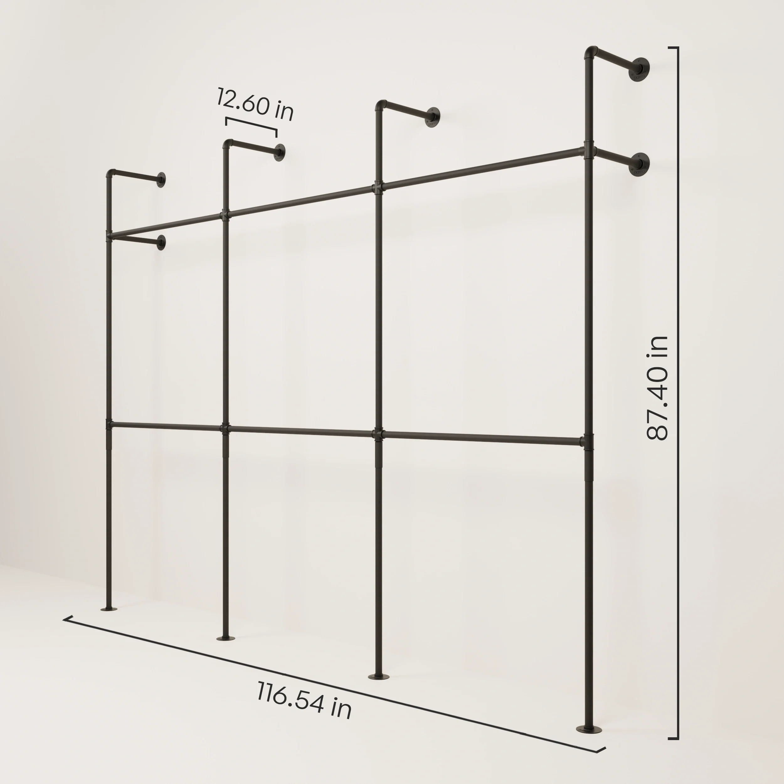 KIM DOUBLE 3 – Sturdy clothes rails | black pipes - Image 3