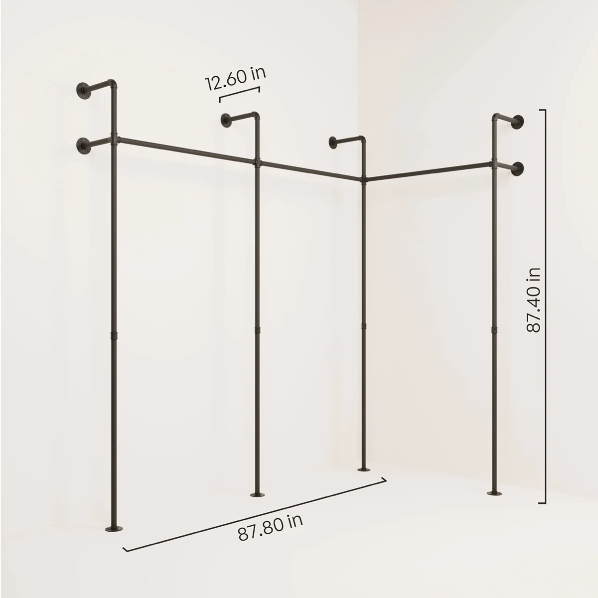 KIM EDGE 3 – Corner clothes rail | industrial corner clothes rail - Image 3